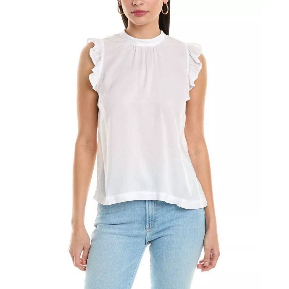 Bella Dahl Mock Neck Ruffle Top Women's Size Medium Classic MSRP $112 Everyday